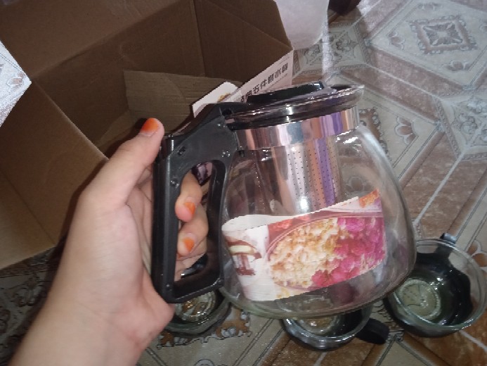 Teapot / Teko Set Gelas Bahan Kaca + Penyaringan / 5 In 1 / Dapat 1 Teko Dan 4 Gelas (perabotan)