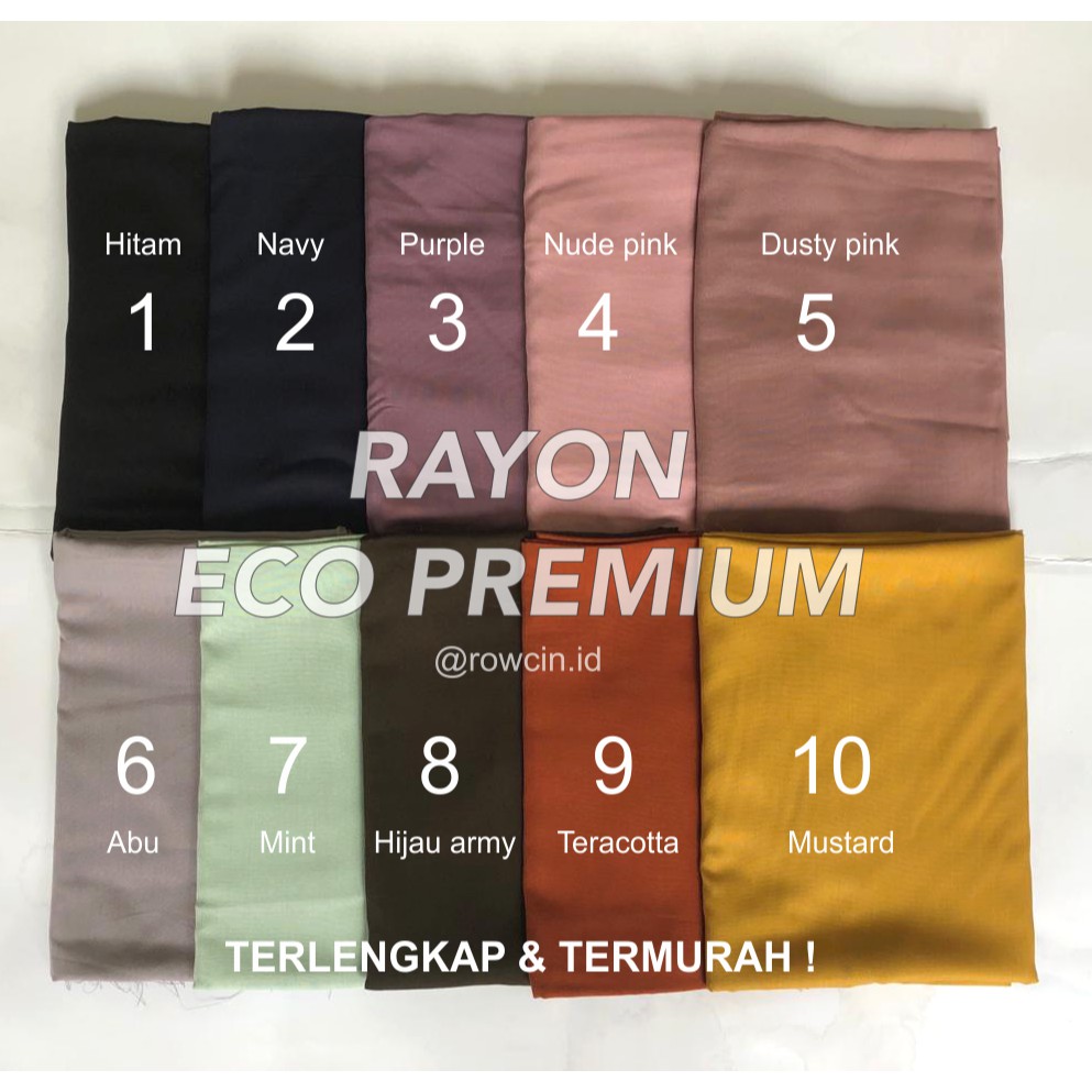 KAIN RAYON POLOS PREMIUM TERLENGKAP BAHAN ORGANIK LEMBUT LANGSUNG DARI PABRIK