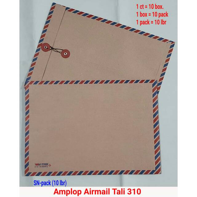 

10 Lembar Amplop Airmail Ukuran Folio Warna Coklat + tali