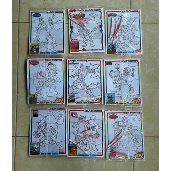 Buku Mewarnai Magic Painting Catton buds karakter color Mainan Edukasi