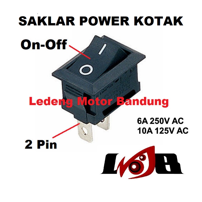 Saklar Power Kotak 21x15mm Rocker Switch On Off Dua Arah 2 Pin