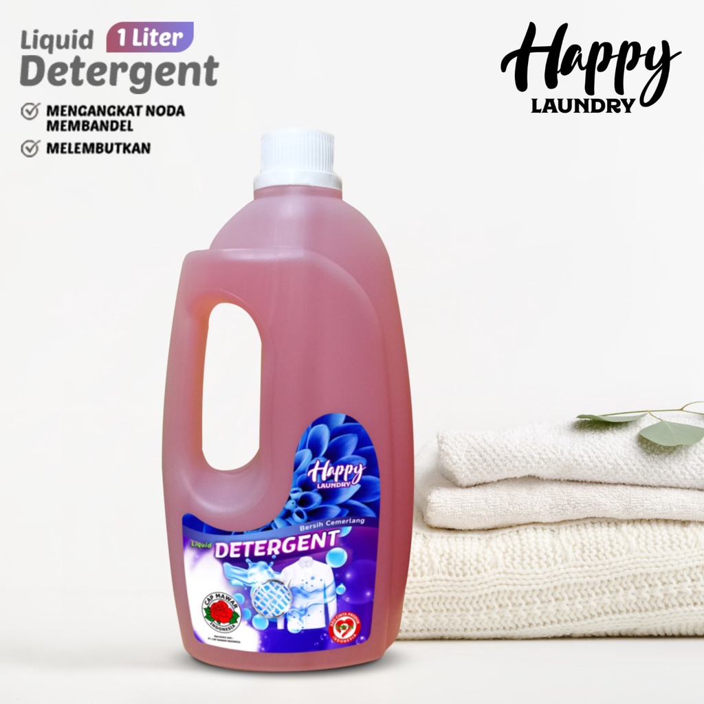 Deterjen 1 Liter Happy Laundry pencuci dan pengharum pakaian IZIN KEMENKES