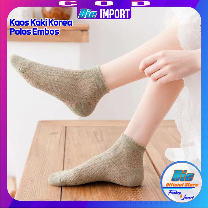 Kaos Kaki Korea Wanita Polos Embos Impor Best Seller