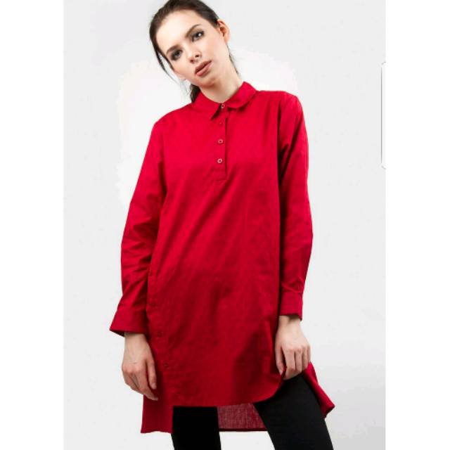 point one - kemeja wanita Nelia pop over shirt red size S