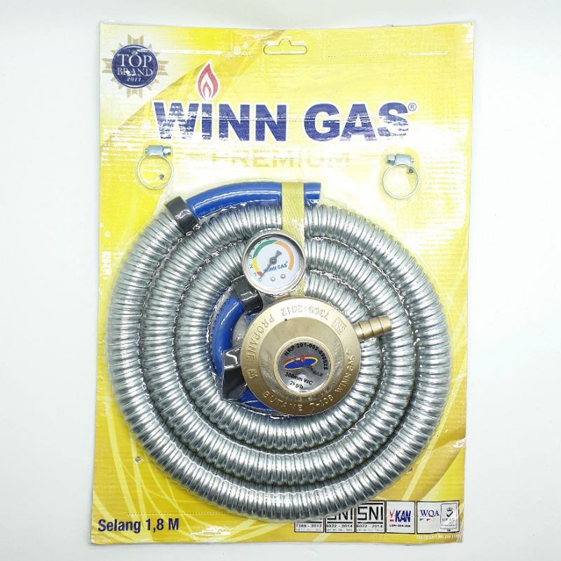 PAKET WINN GAS 108M REGULATOR ( METER ) + SELANG ALUMINIUM KUALITAS PREMIUM / KOMPOR GAS LPG