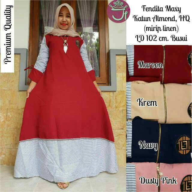 Grosir Gamis fendi katun almon mix salur