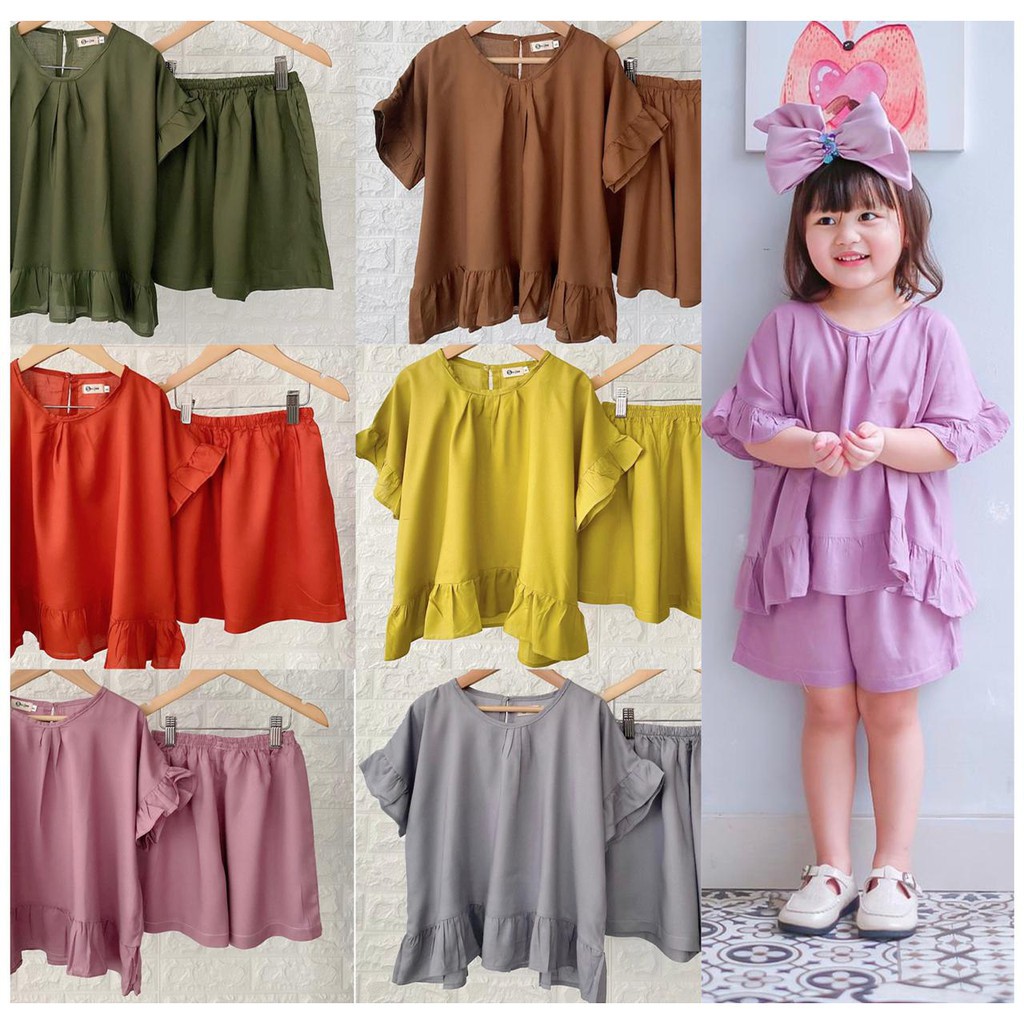 Setelan Anak Freya Polos Smilee Original Rayon Super Premium Pakaian Anak Perempuan Termurah