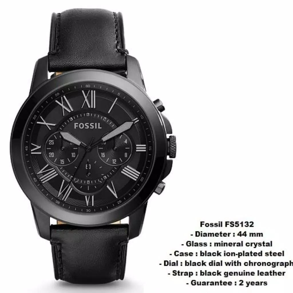 Fossil FS 5132 pria original tali kulit itam