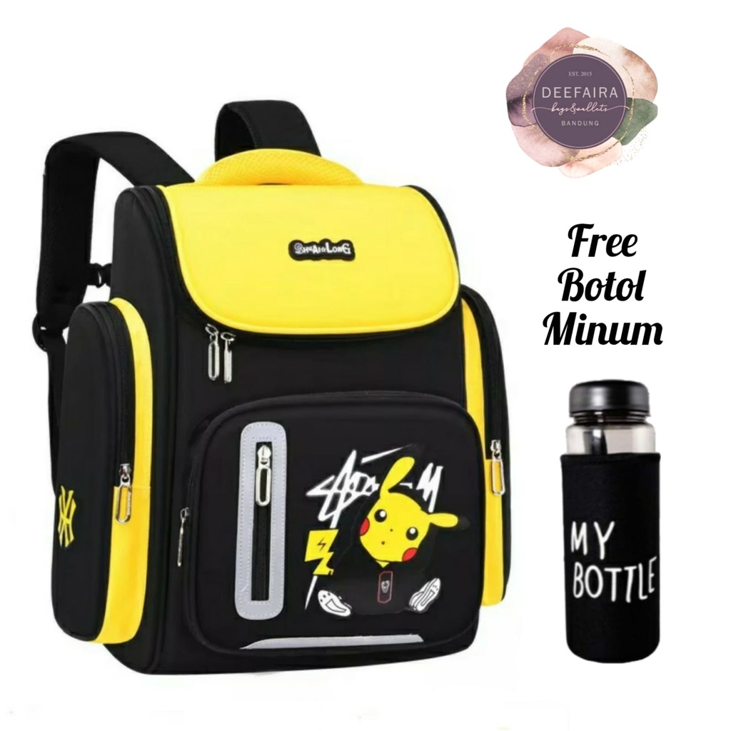 Tas Ransel Anak Model Light P0kem00n Free Botol Minum Untuk Paud Tk SD