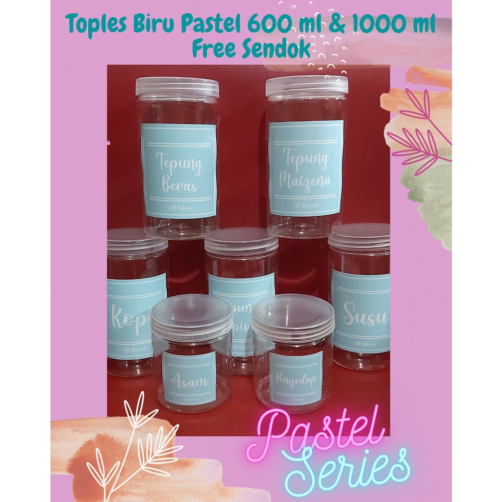Toples Bumbu Free Label Stiker / Toples Teh Gula Kopi Free Label termurah / toples pastel / Toples b