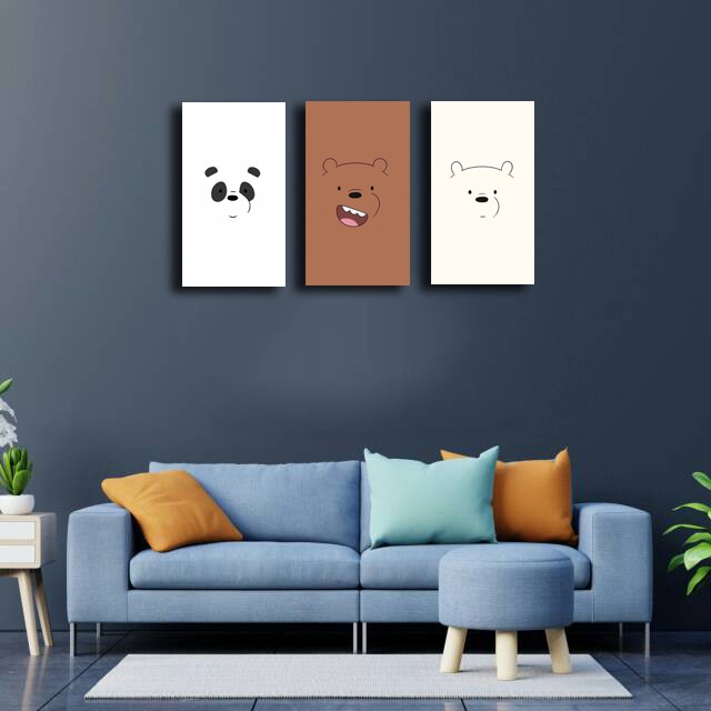 pusatmode We Bare Bears 15x30 Dekorasi Dinding Kamar, Pajangan Dinding Ruangan Rumah, Dekorasi Rumah