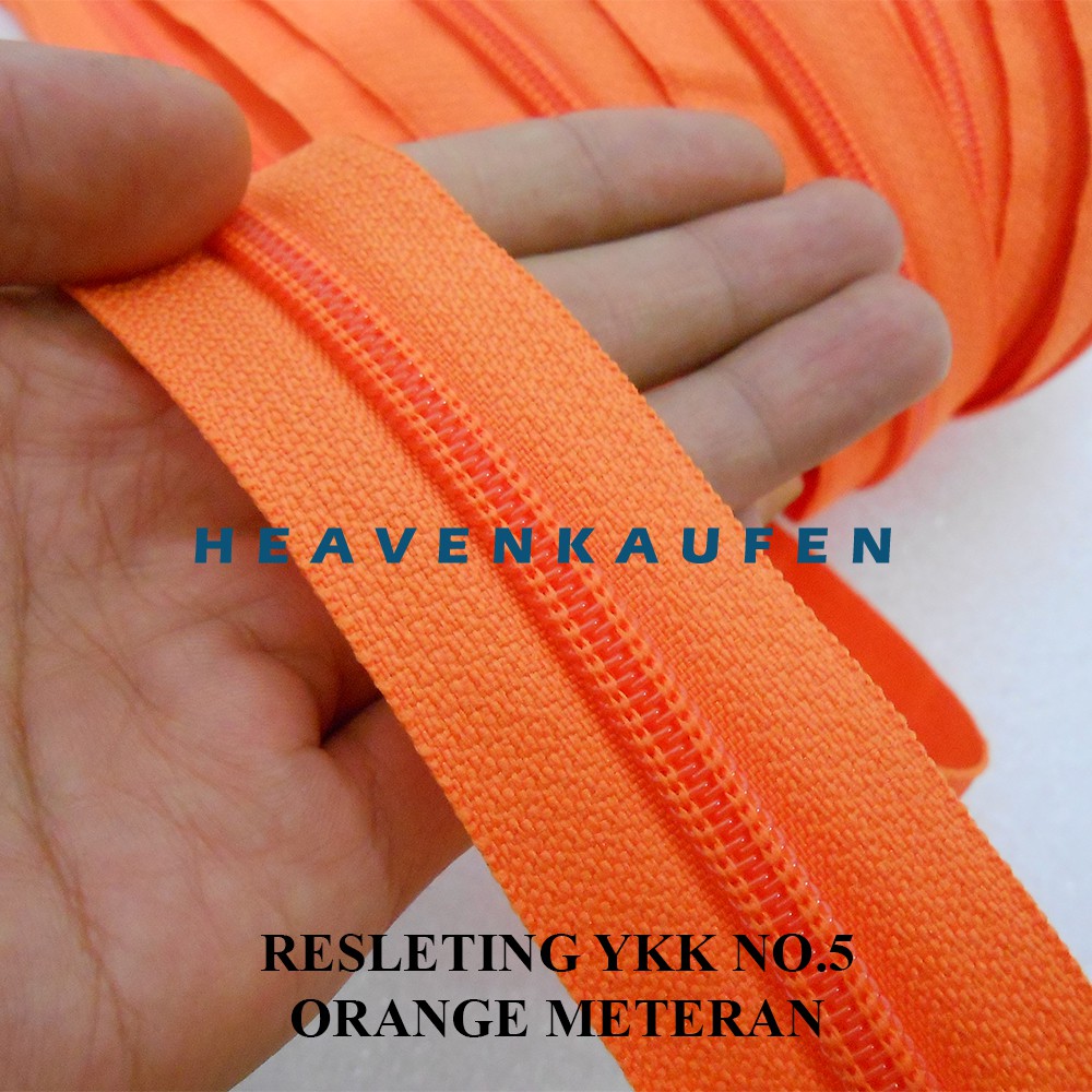 Resleting Zipper YKK Orange No 5 Murah Meteran