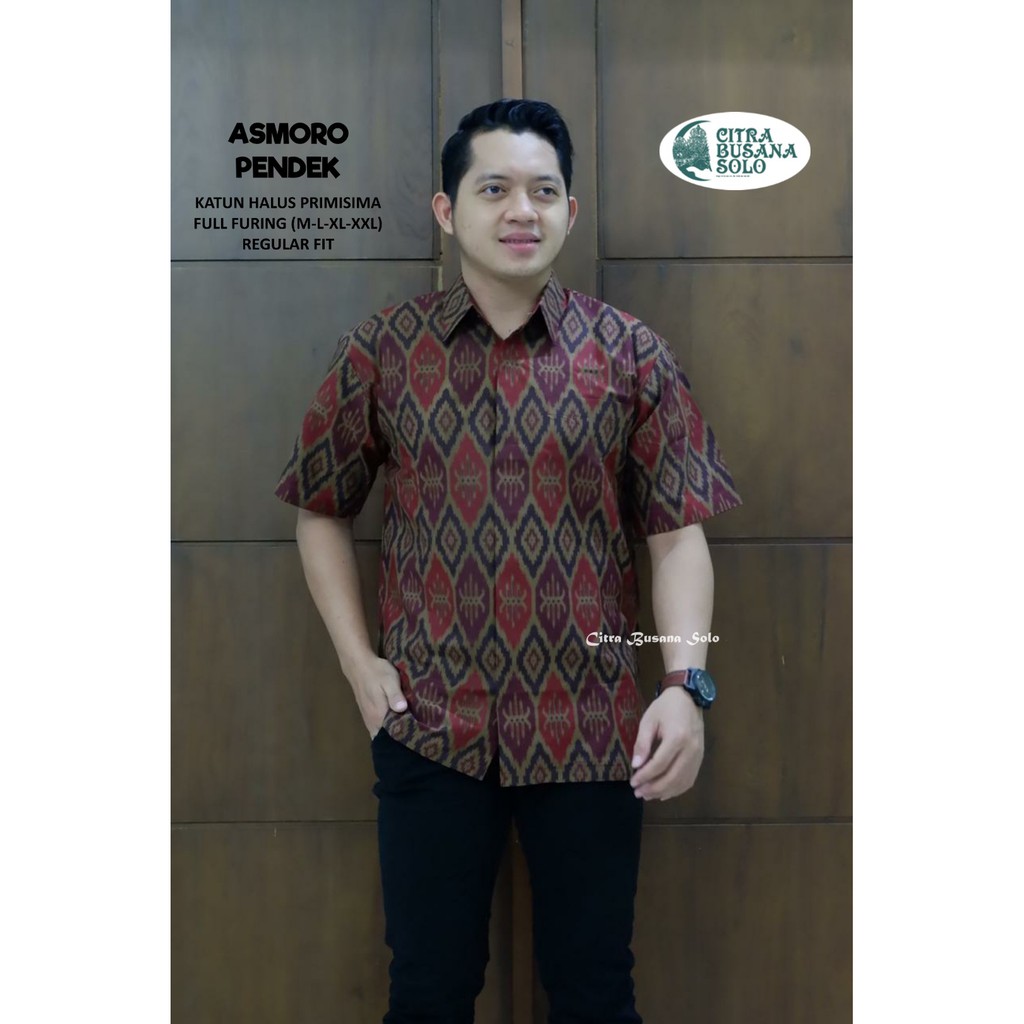 ASMORO PENDEK Kemeja Batik Pria Full Furing Bahan Katun Halus Primisima