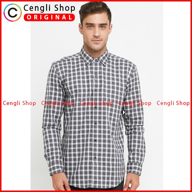 BAJU KEMEJA PRIA CARDINAL ORIGINAL CASUAL LENGAN PANJANG ABU-ABU CA11