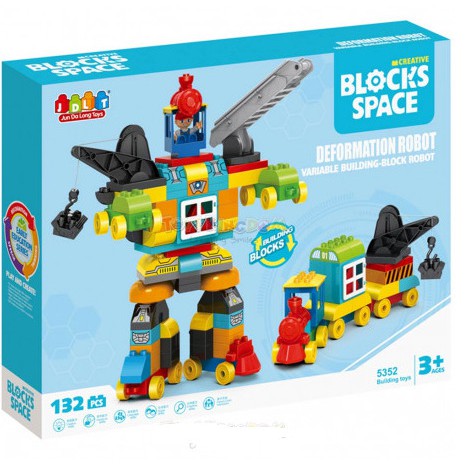 JDLT Block Space Deformation Robot + Train Building 132 pcs /ORI