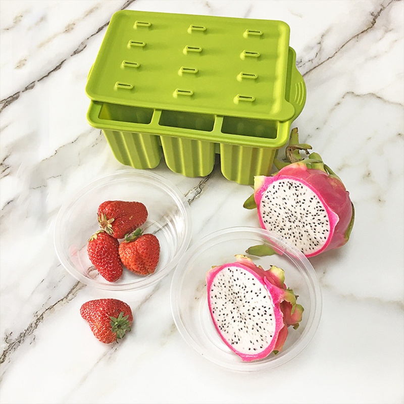 Cetakan Es Krim Loli Yogurt 12 Grid Reusable