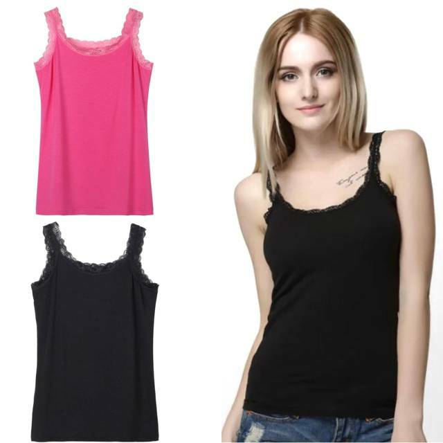 Tanktop Dalaman Wanita Renda / Camisol Singlet Wanita Renda Super Soft All Size