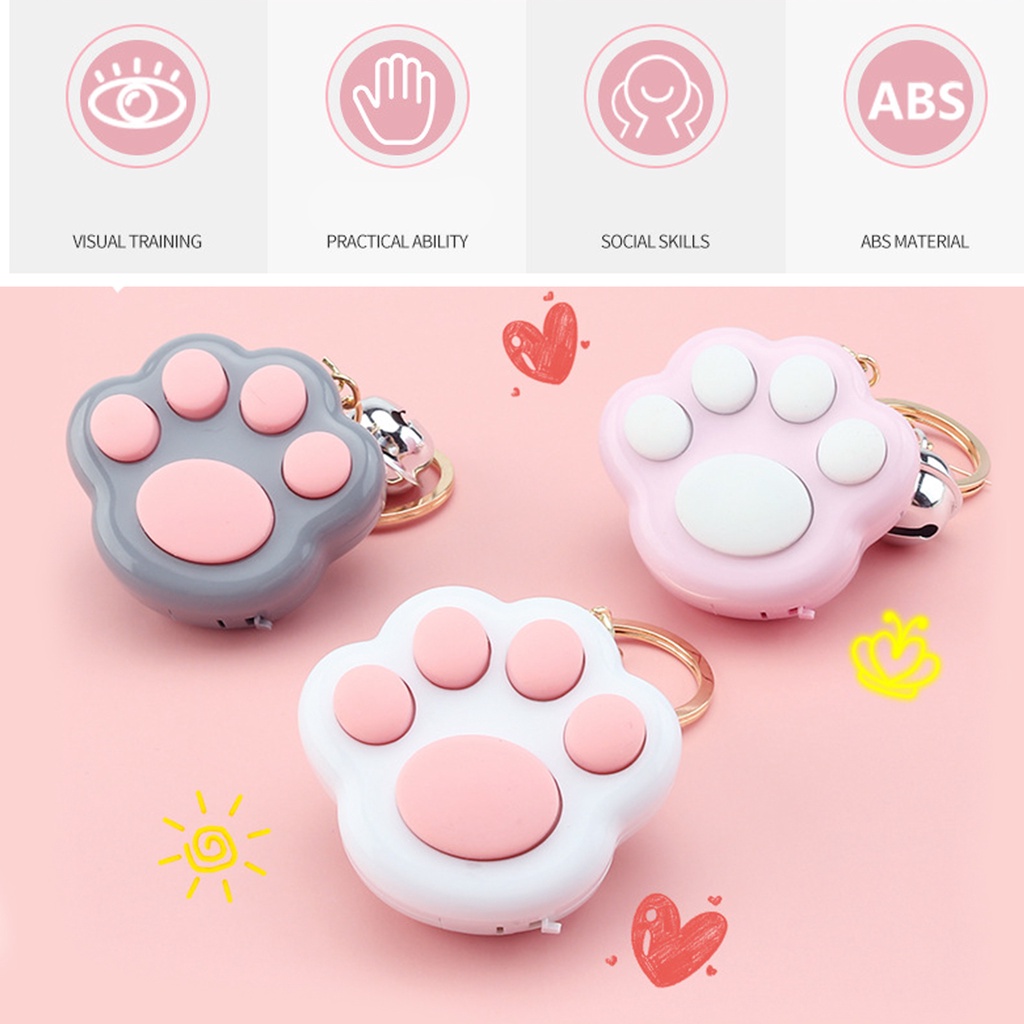 (Fr) Mini Fidget Toy Lovely Portable Funny Cat Paw Push Fidget Game Keychain