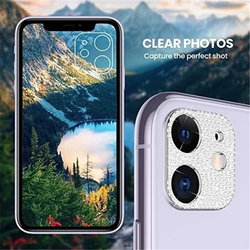 Case Pelindung Lensa Kamera Aksen Glitter Berlian Imitasi 3d Untuk Iphone 11 12 13 Pro Max Mini