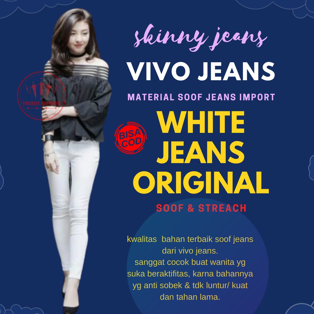 Vivo celana panjang skinny jeans wanita, cewek, remaja, dewasa model pensil kekinian putih