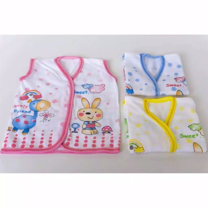 Grosir 1 lusin baju atasan KUTUNG TANPA LENGAN NEWBORN anak bayi baru lahir
