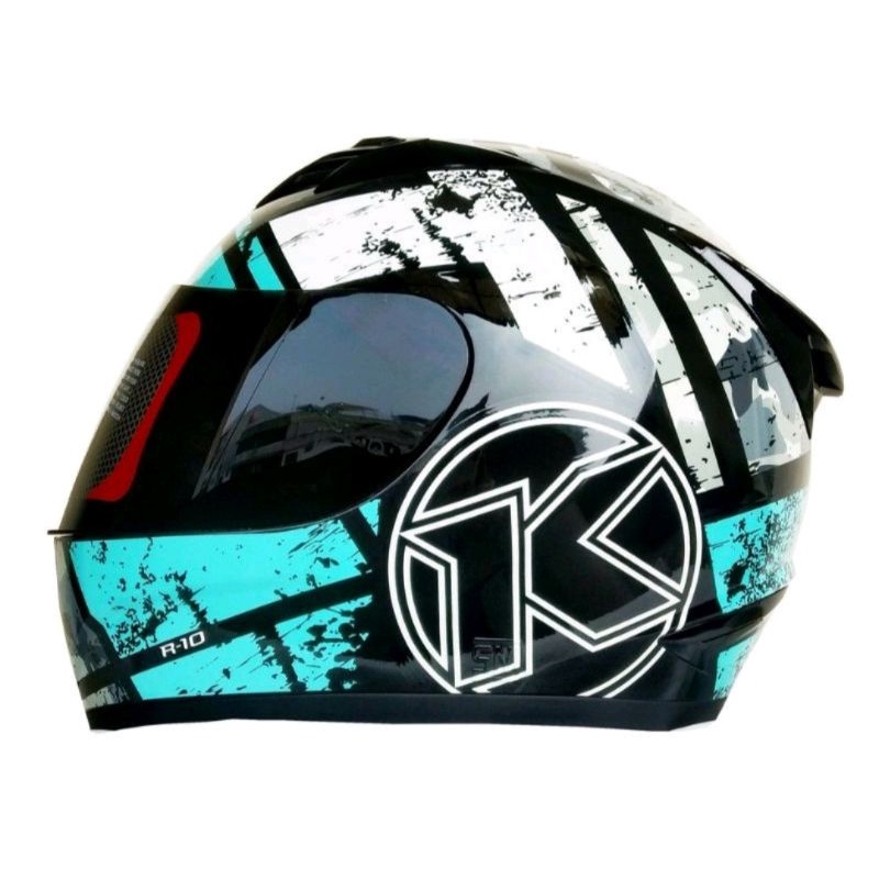 HELM KYT R10 PAKET GANTENG SERI 3 BLAK/RED ORIGINAL-Aqua blue