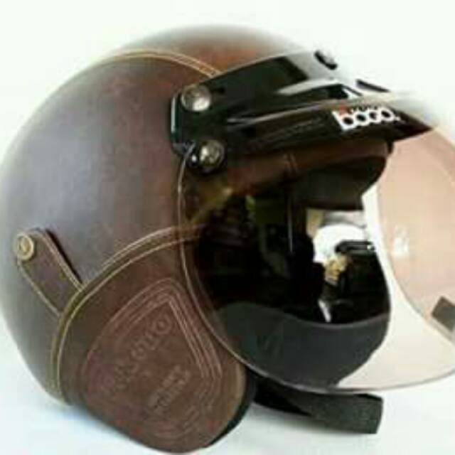 HELM BOGO COKLAT POLOS KACA ORI BOGO SNI