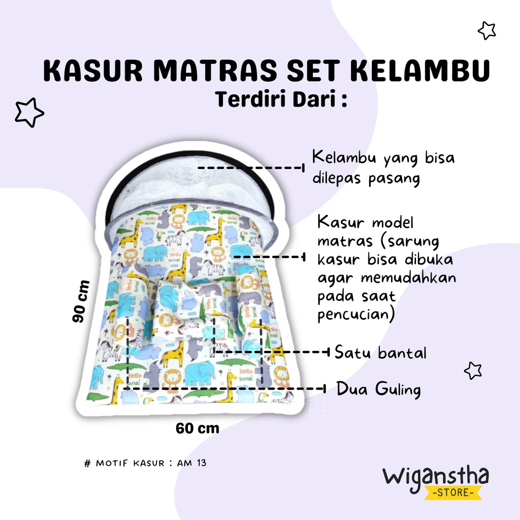 KASUR BAYI MATRAS SET BANTAL GULING KELAMBU BISA DILEPAS TERBARU BAHAN PREMIUM