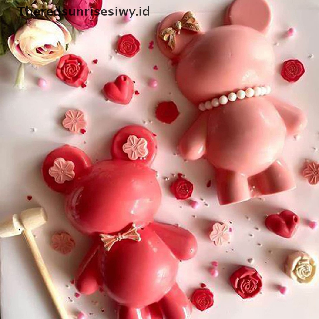# Alat Rumah Tangga # Cetakan Adonan Kue Mousse Desain Beruang 3D Bahan Silikon Model DIY