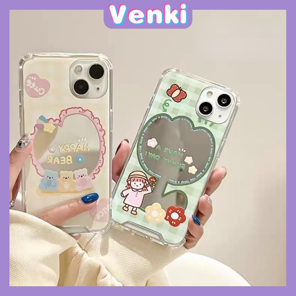 iPhone Case Luxury Acrylic Reflective Mirror Airbag Shockproof Protection Camera Cartoon Cute Compatible For iPhone 11 iPhone 13 Pro Max iPhone 12 Pro Max iPhone 7Plus iPhone xr