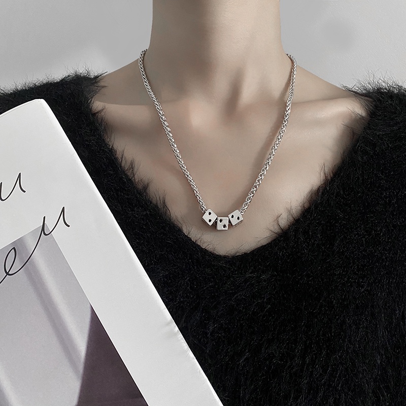 Chain Dice Necklace Accessories Trendy Hip Hop Jump Di Clavicle Chain