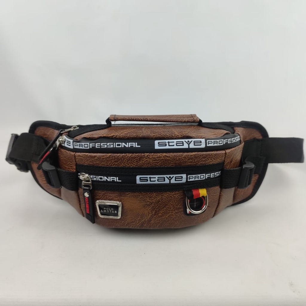 Waistbag Kulit PU Leather Polo Amstar Tas Pinggang tas Selempang Bahu Waterroof