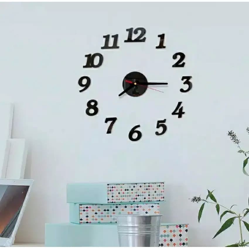 Jam Dinding 3D DIY Wall Clock Dekorasi Interior Hiasan Rumah Kamar Set