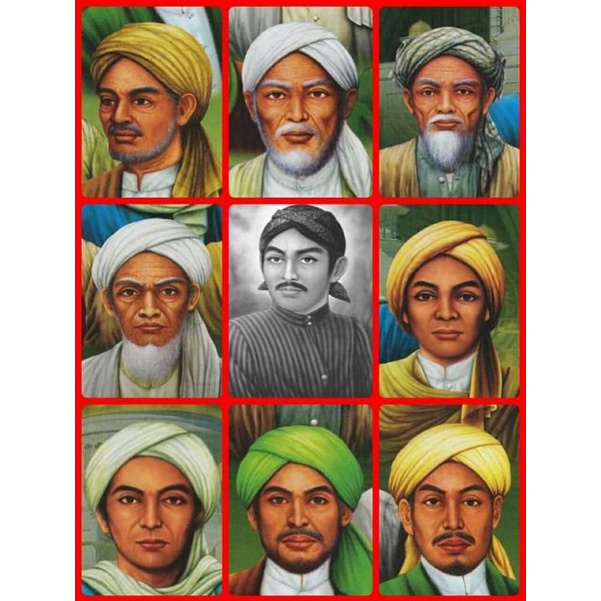 poster gambar wali songo + bingkai 53×35cm