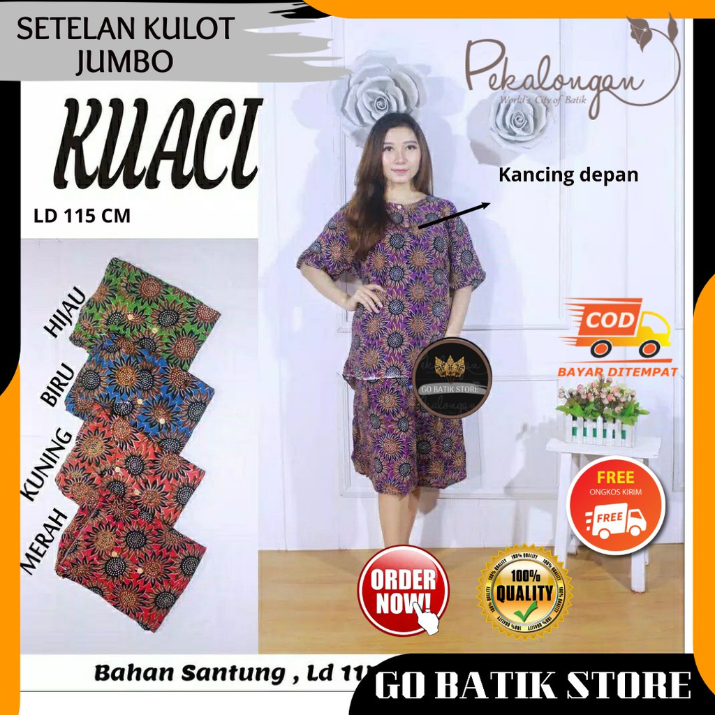 SETELAN KULOT JUMBO WANITA MOTIF BUNGA MATAHARI