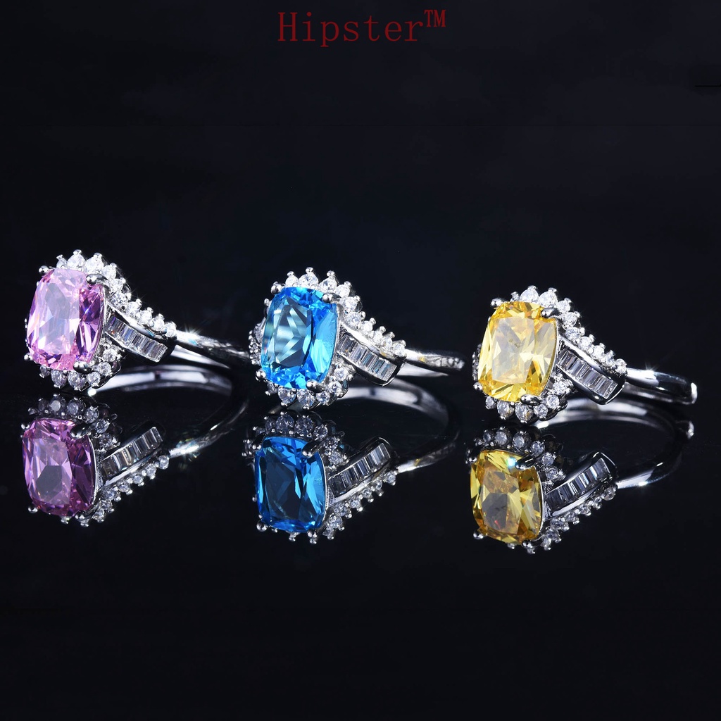 Cincin Berlian Sapphire Warna Pink Kuning Model Terbuka