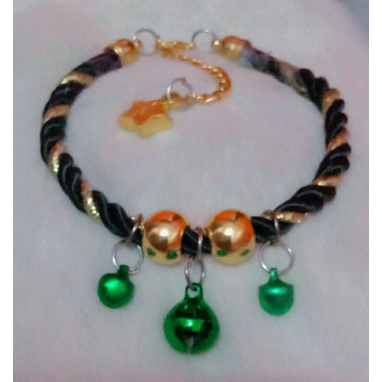 kalung kucing black lonceng green keren