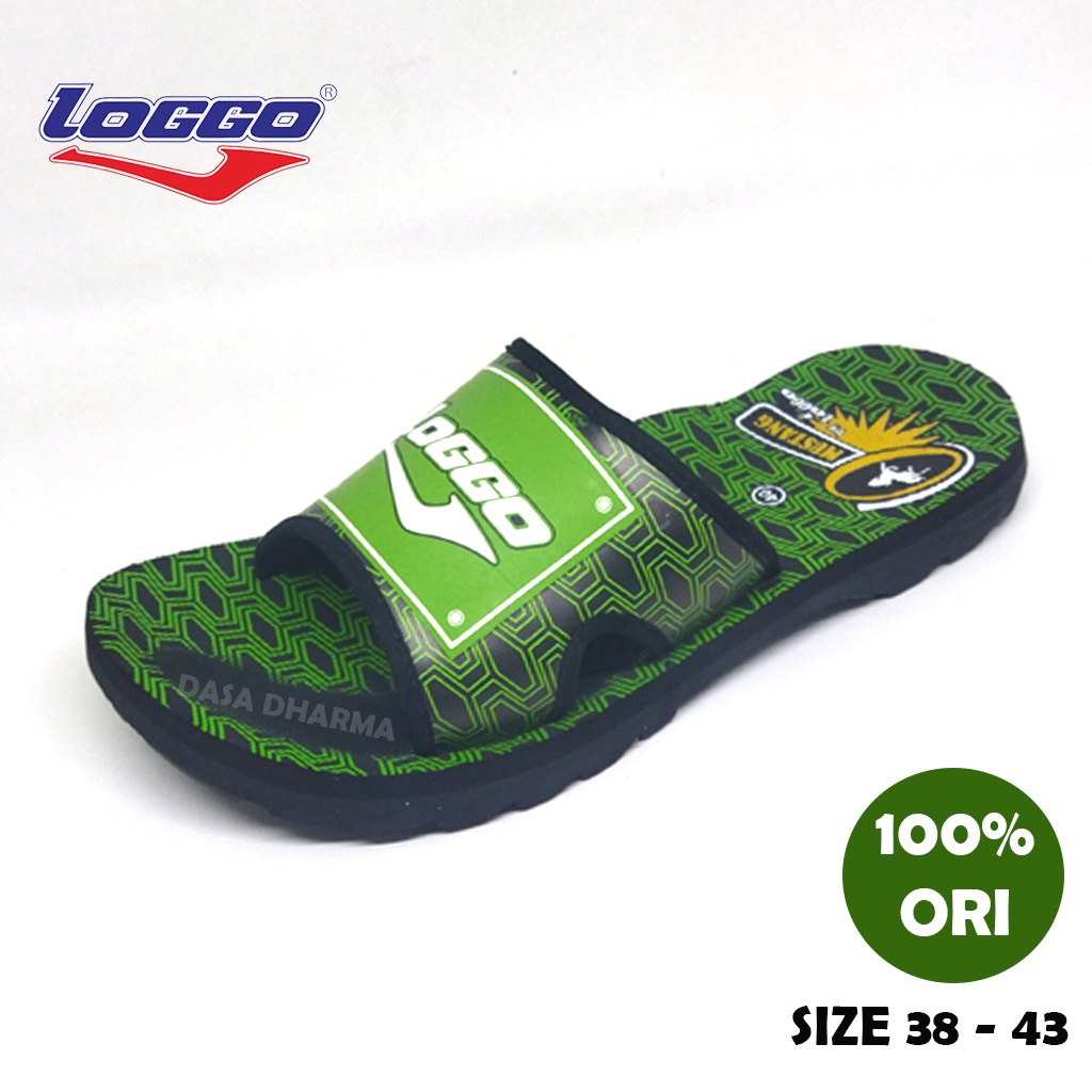 Sandal Loggo Pria Anak Slide Slop Original Hijau Ukuran 38 - 43