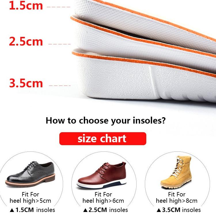 1.5 / 2.5 / 3.5cm Tinggi Meningkatkan Sol Bantalan Sepatu Busa Memori Penuh Tinggi untuk "WNS.10Jn22