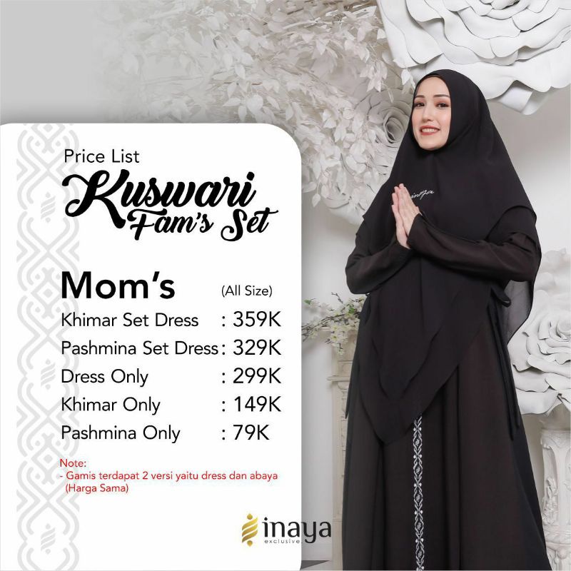 JUAL GAMIS SET KHIMAR INAYA KUSWARI / GAMIS INAYA HITAM/GAMIS ARMY