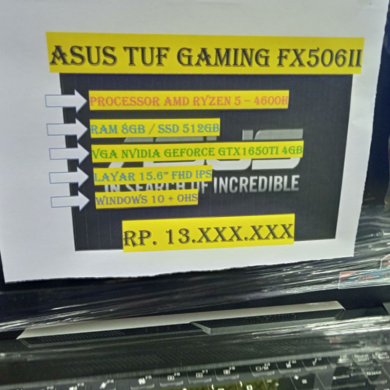 ASUS TUF GAMING FX506II RYZEN 5 4600H 8GB SSD 512GB GTX1650TI 4GB