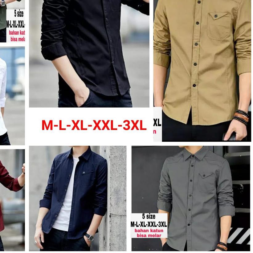 ✸ ()KEMEJA PRIA CASUAL TC-MAIKEL 5 UKURAN M-L-XL-JUMBO-3XL/HEM PRIA ✯