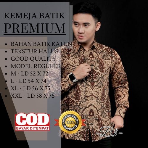 Kemeja Batik Exclusive Batik Pria Lengan Panjang Mewah size M L XL XXL Batik Artonesia