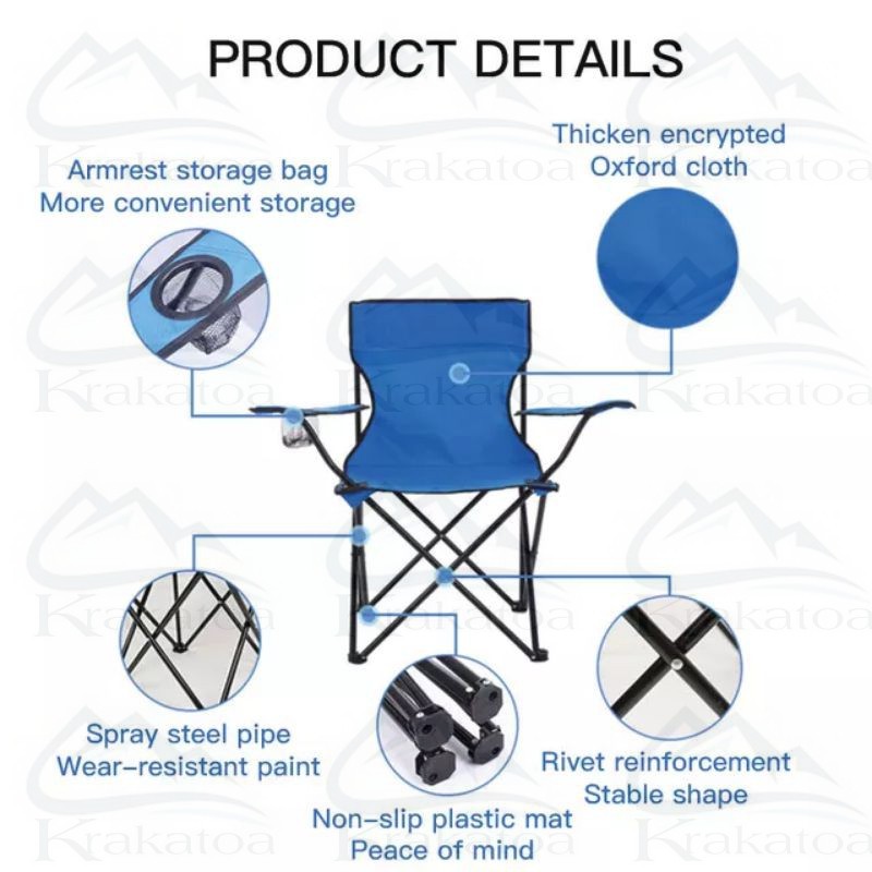 【COD】 Bangku Lipat Mancing dengan Lengan` Kemah Outdoor` Kursi Portable Camping Piknik Pancing