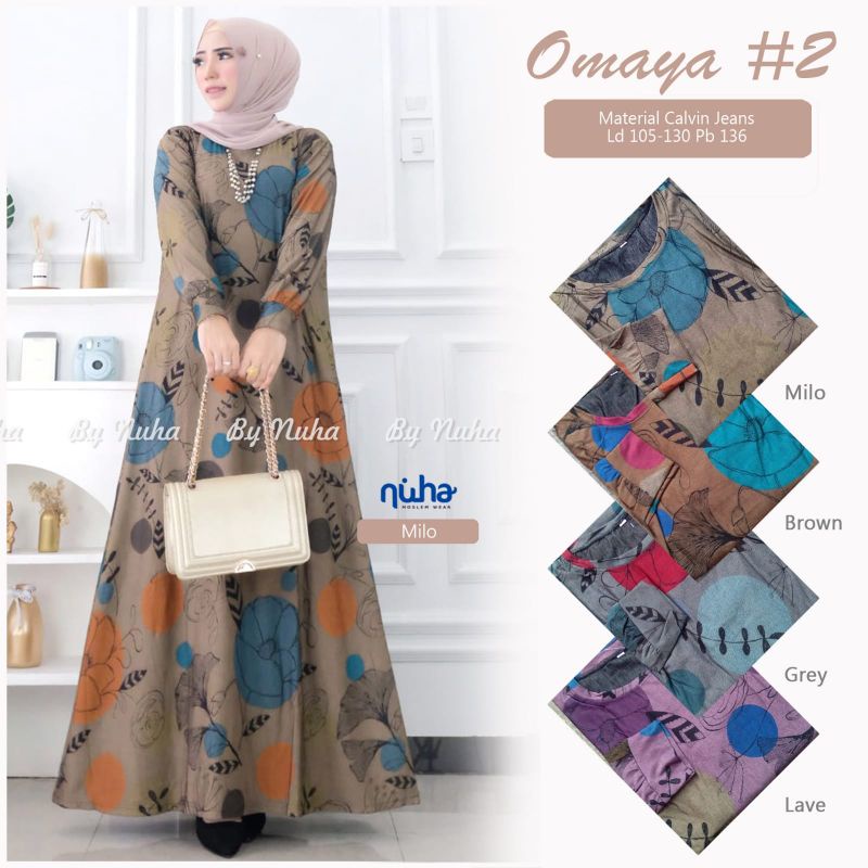 Gamis batik calvin jeans omaya 2 dress maxy LD 105 Bahan calvin jeans super melar