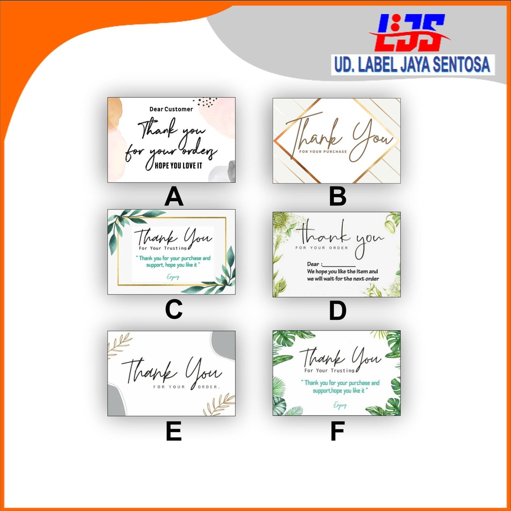 

Thanks Card kartu THANKYOU A-1 di label jaya