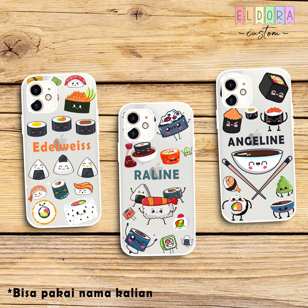 Jual [SILIKON] Casing Transparan dan latar putih SHU sushi kawaii cute