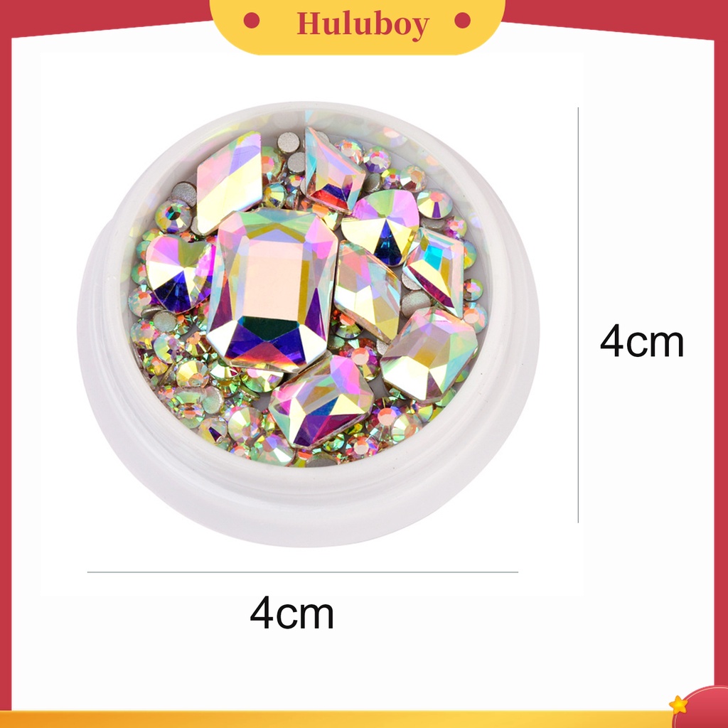 Huluboy Huluboy♡ 1 Kotak Kuku Palsu 3D Aksen Berlian Imitasi Untuk Dekorasi Manicure