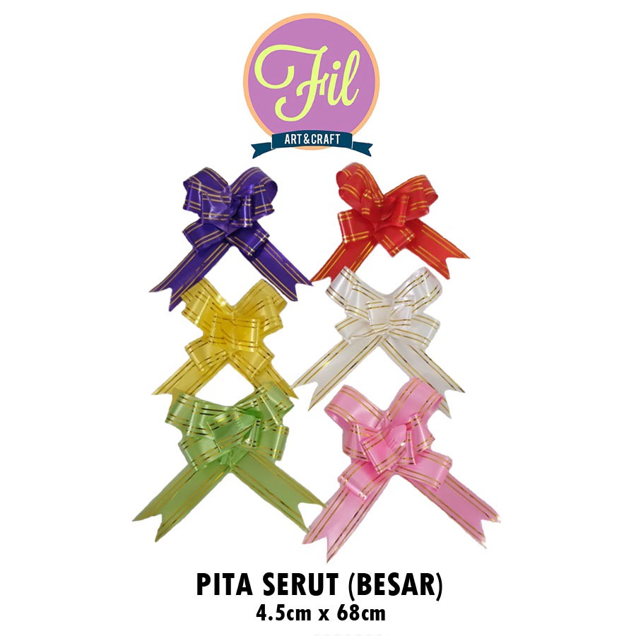 

Pita Serut / Pita Tarik / Pita Kado / Pita Hiasan Souvenir Besar 4.5cm