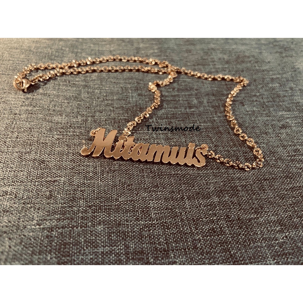 Kalung nama titanium anti karat lapis emas aksesoris fashion wanita cewek necklace lapis emas asli